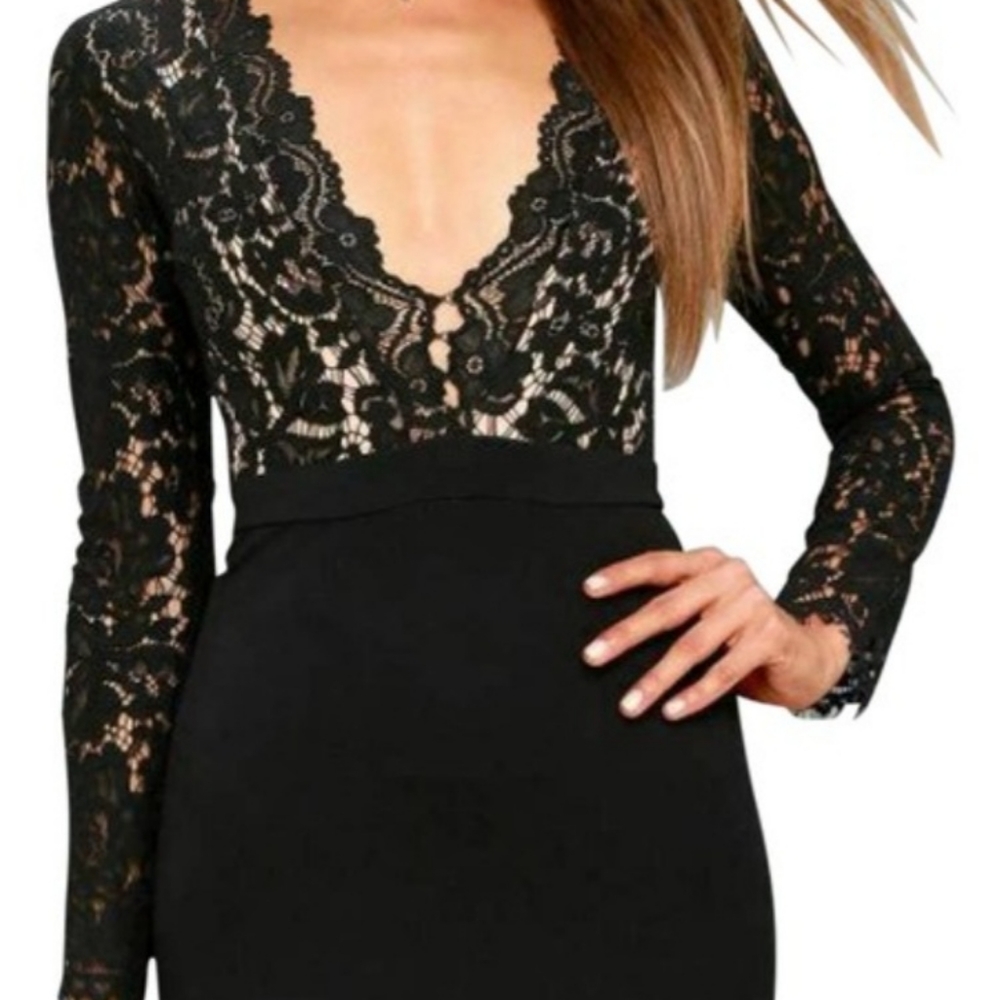 Long Sleeve Lace Mini Small Bodycon Night Out Dress